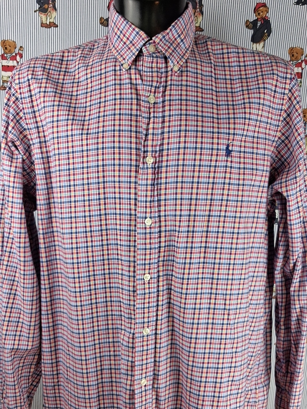 Polo Ralph Lauren Multicolor Micro Plaid Casual Long Sleeve Button Up Lrg Shirt